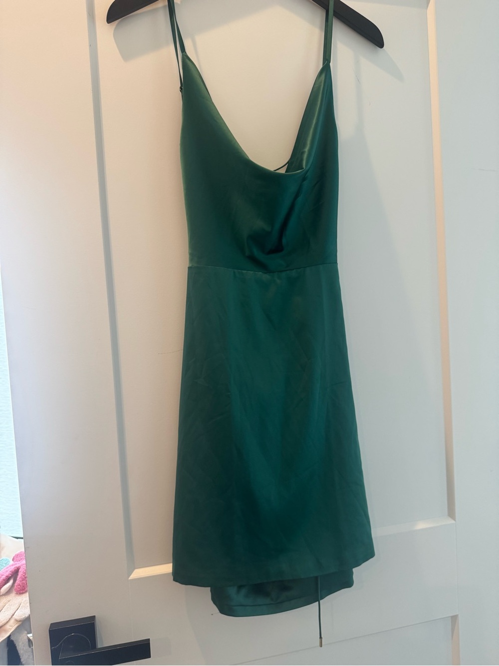 Meshki Emerald Green Satin Cowl Backless Slip Dress